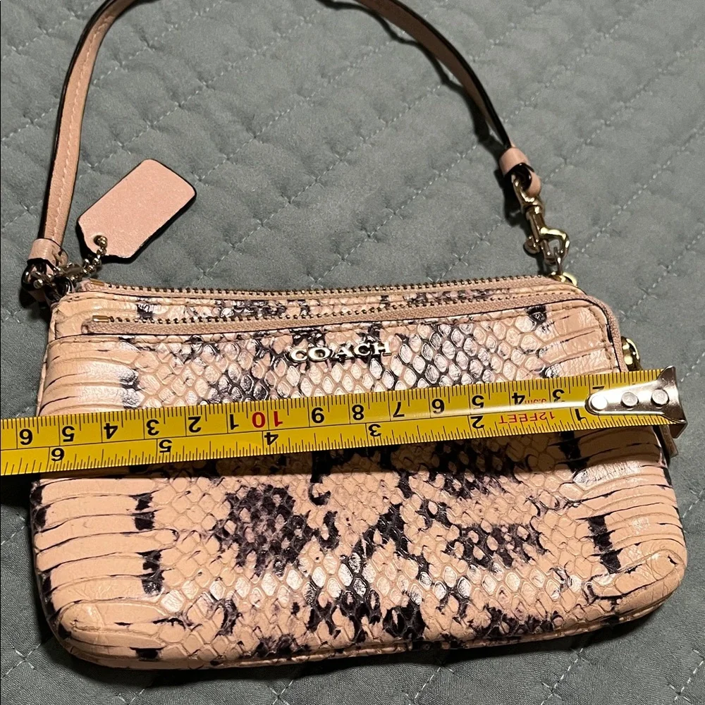 Coach Beige Snake Print small Clutch